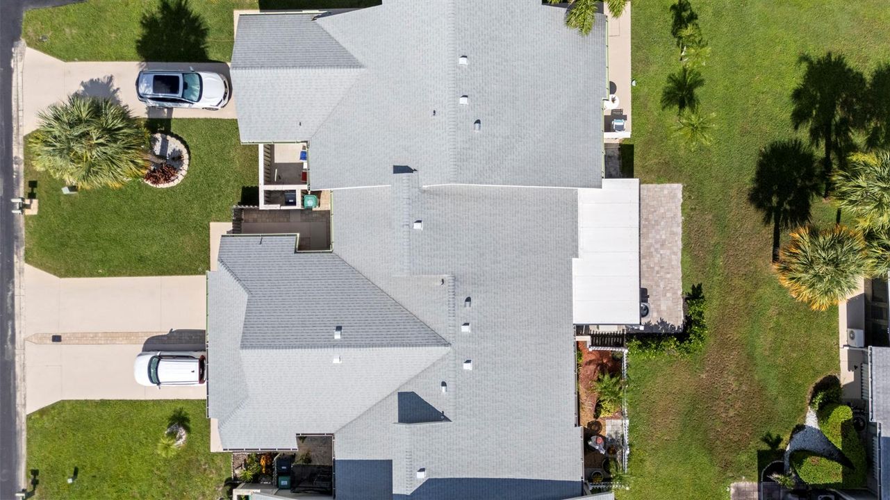 Aerial roof line of property