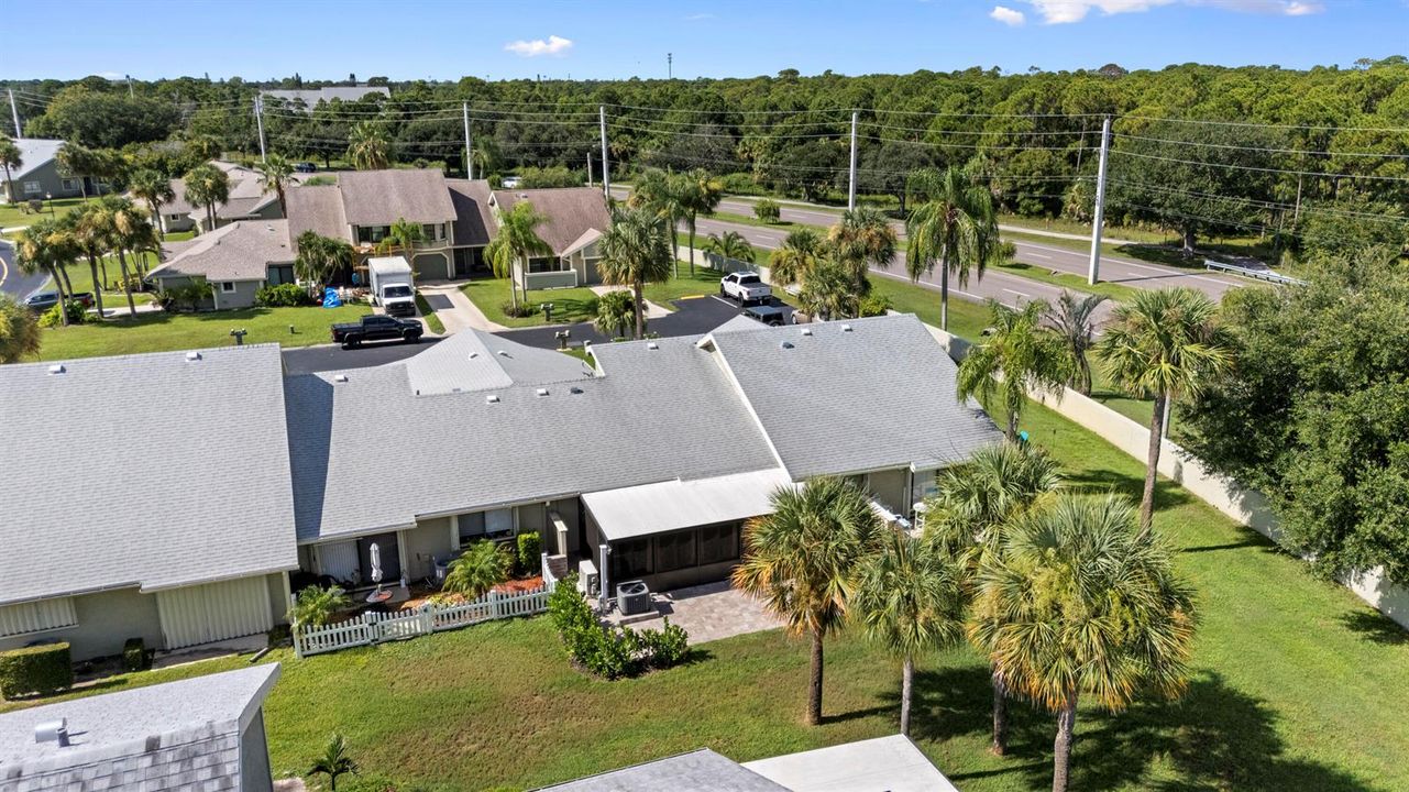 Aerial view to paver patio