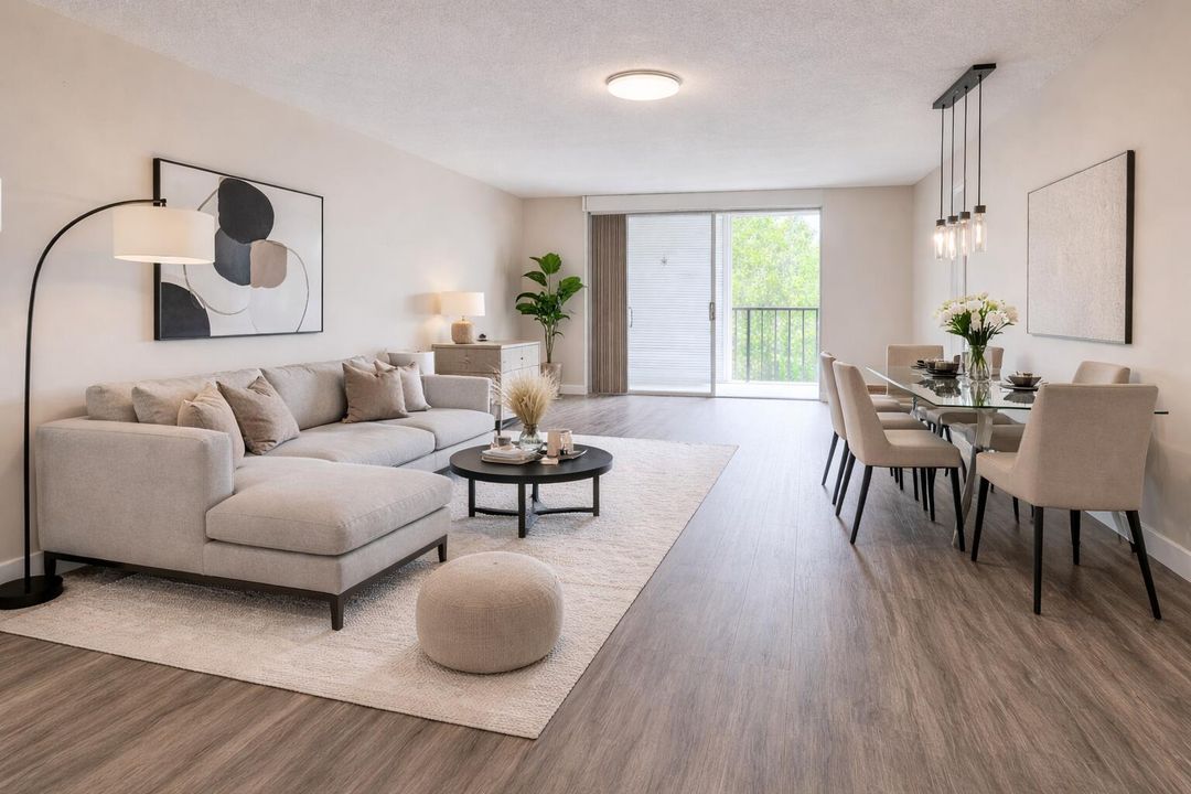Modern open-concept living and dining sp