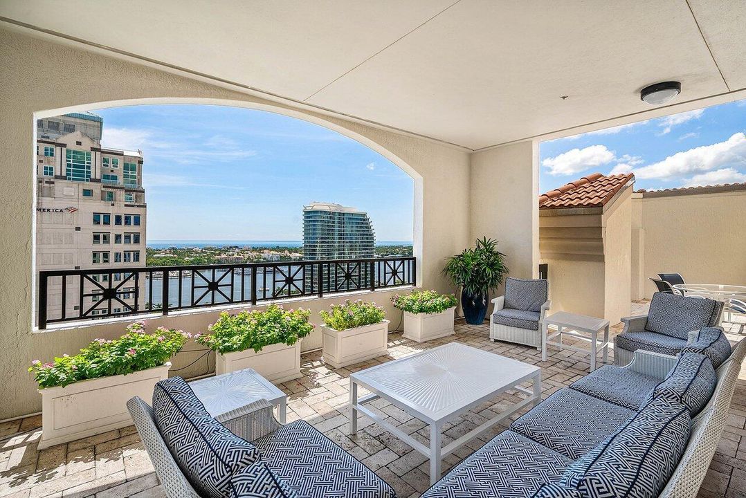 Pool deck next to grills