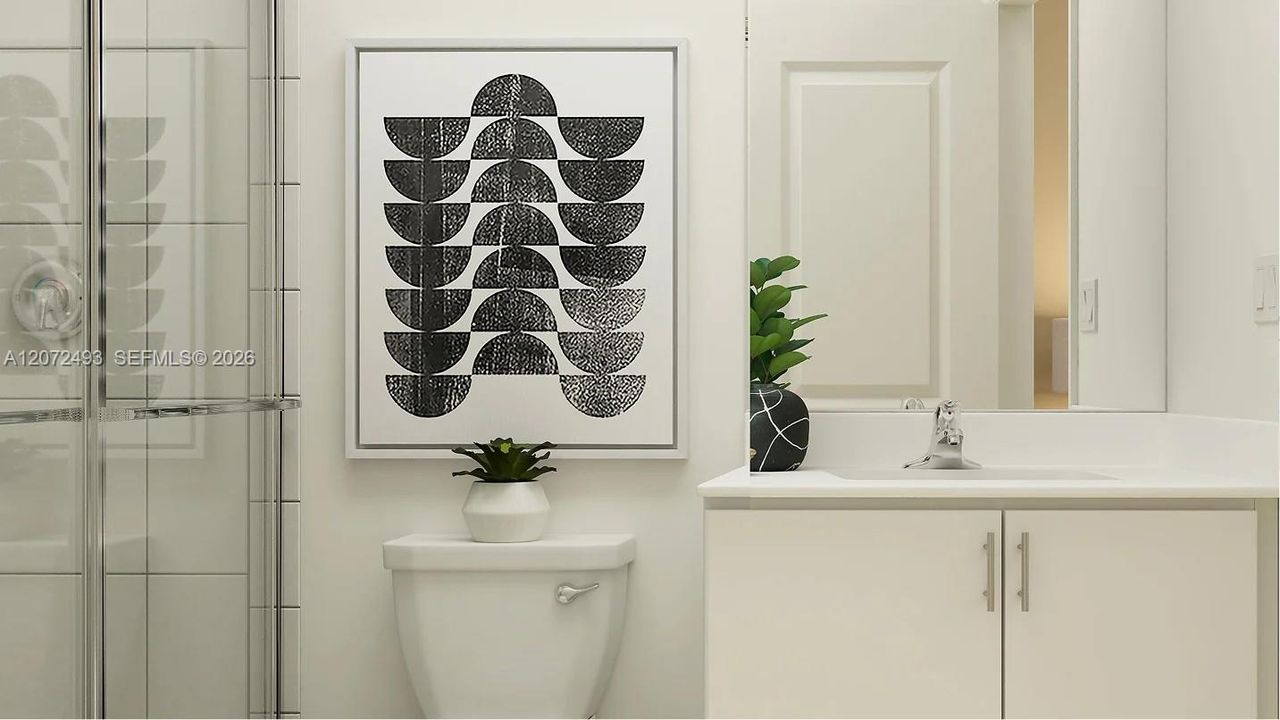 Next Gen® SuiteAn elegant glass-enclosed shower and cultured marble vanity complete the Next Gen® bathroom.