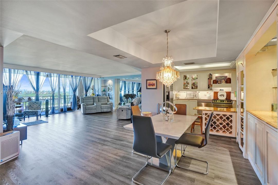 Spacious dining room open to kitchen and living room