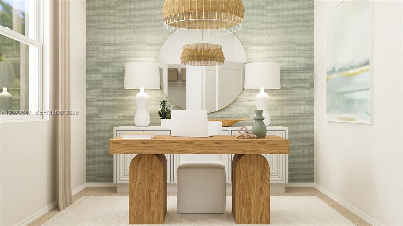As the sole secondary bedroom on the first floor, this space is ideal for a home office, overnight guests or residents needing additional privacy.