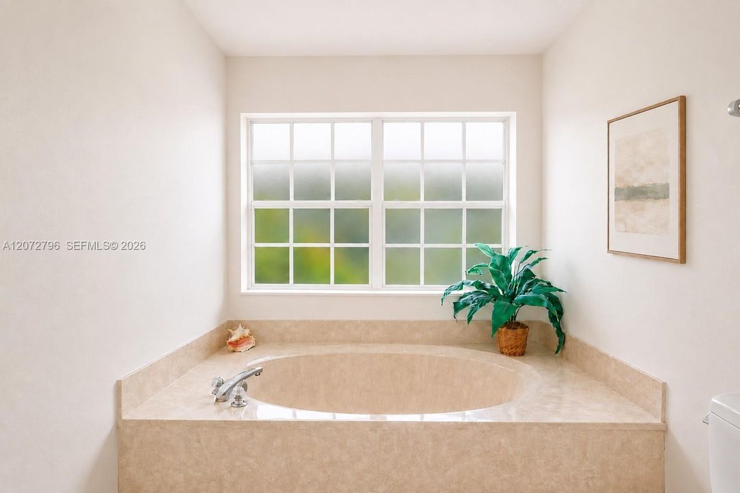 Artwork Above Bathtub Virtually Staged