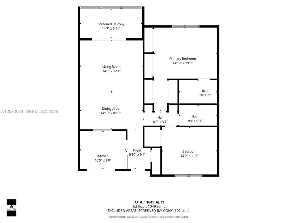 For Sale: $200,000 (2 beds, 2 baths, 1092 Square Feet)