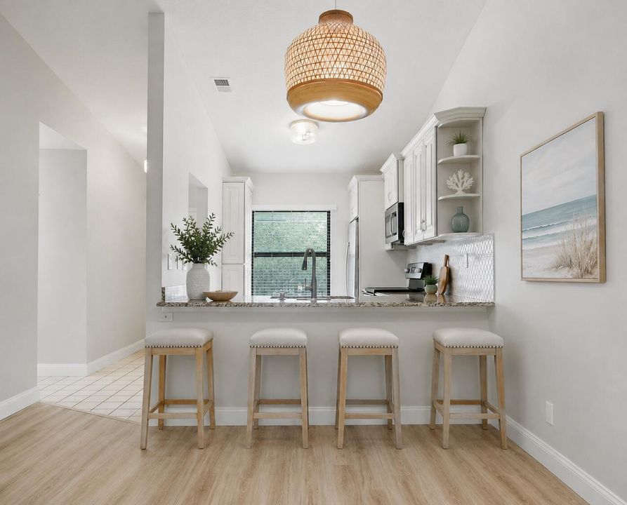 Virtually Staged bar top kitchen