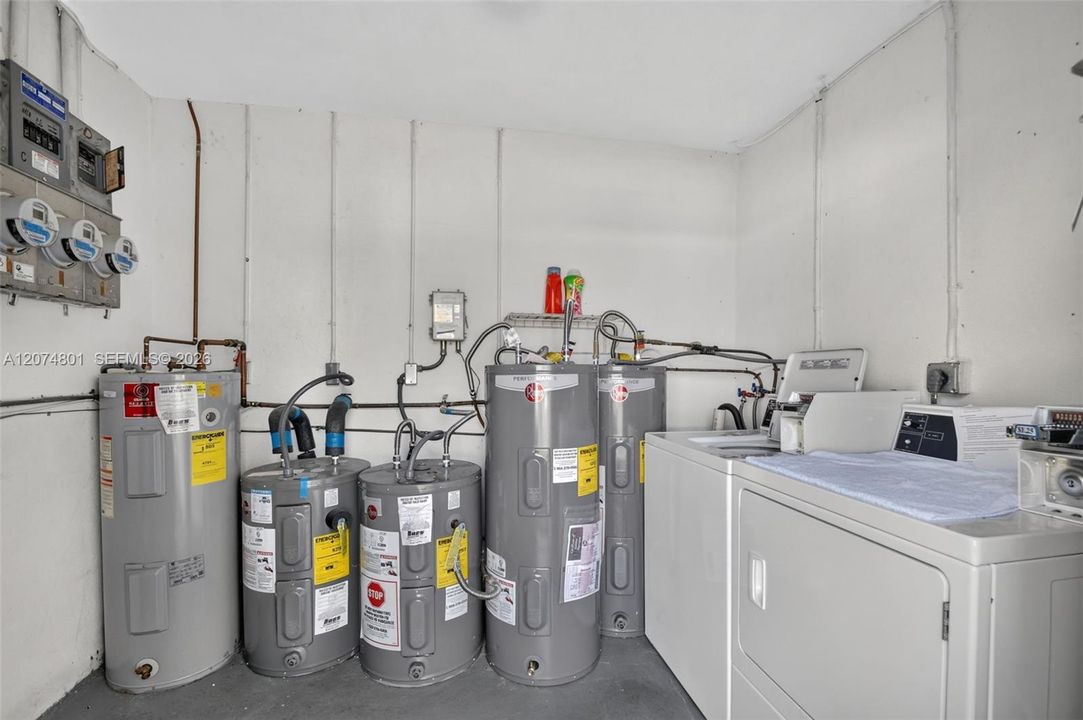Laundry next to back door. You're allowed to install W/D in unit with permission.