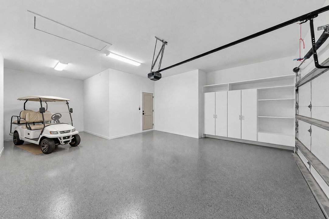 2 car garage with golf cart parking