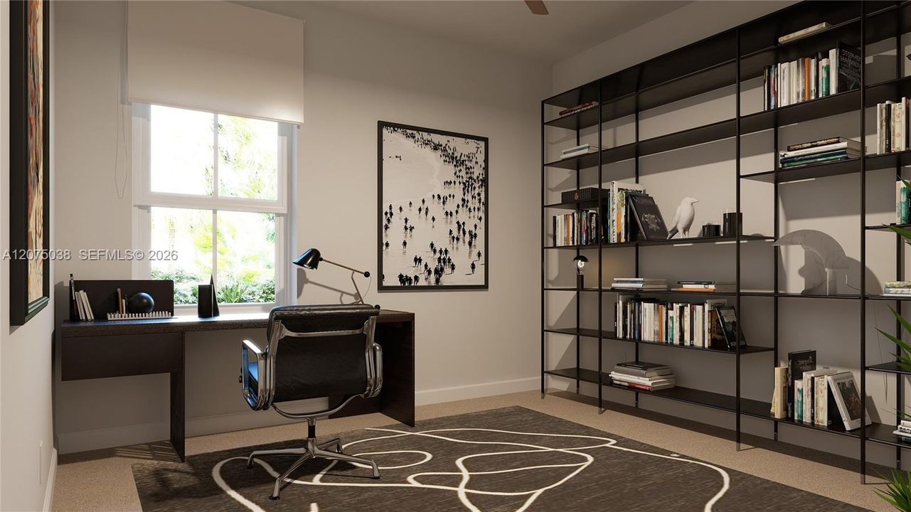 Equally great as a guest bedroom or a custom private office, this bedroom can be furnished in a multitude of ways to suit the needs of homeowner.