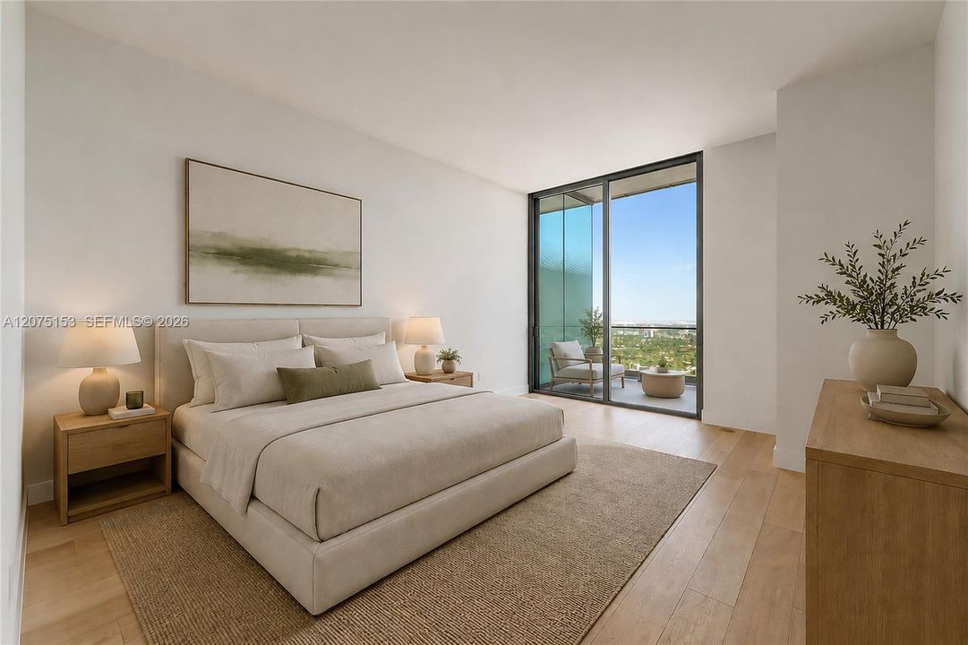 Guest Bedroom. UNA Residences Brickell. One or more photos have been virtually staged.