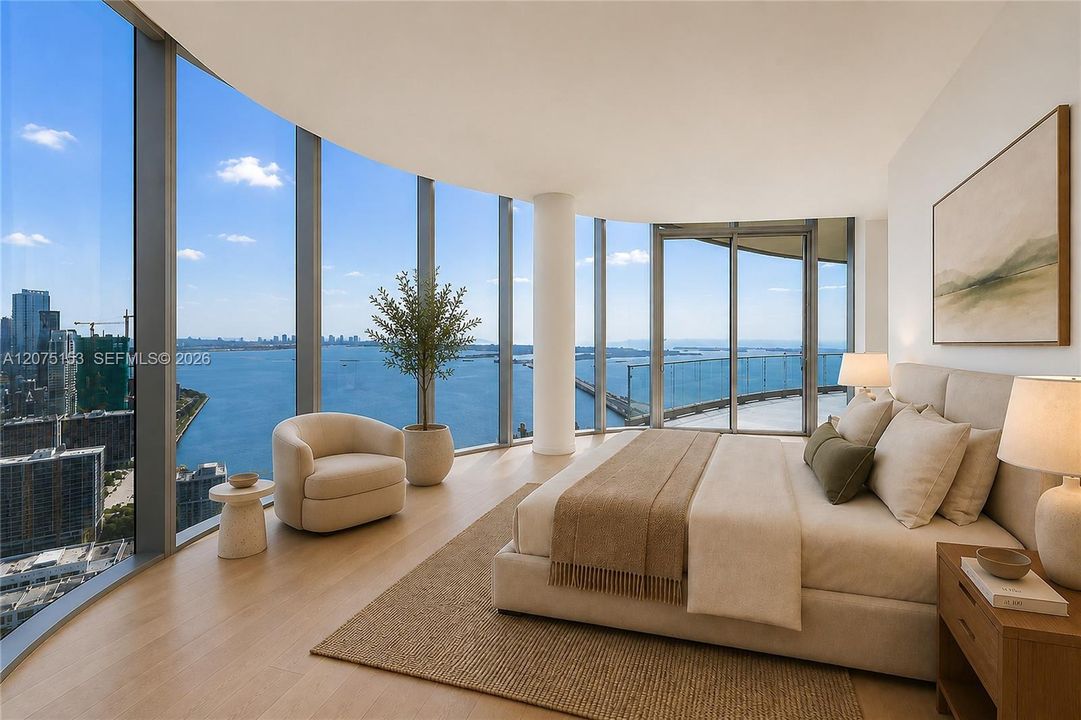 Secondary Primary Bedroom. UNA Residences Brickell. One or more photos have been virtually staged.