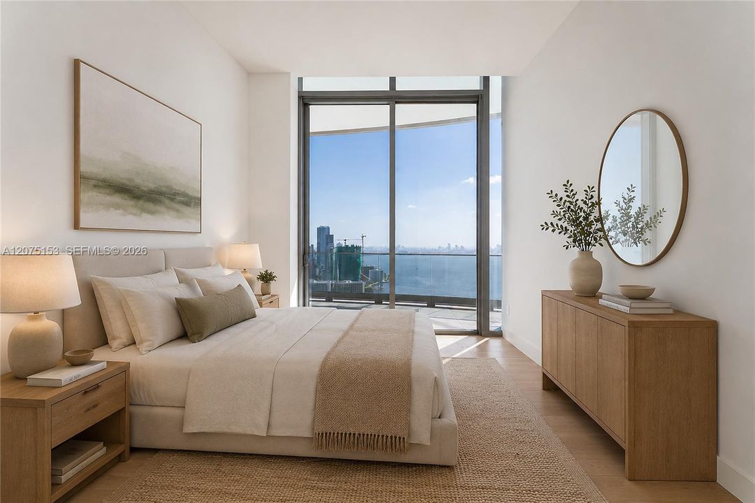 Guest Bedroom. UNA Residences Brickell. One or more photos have been virtually staged.