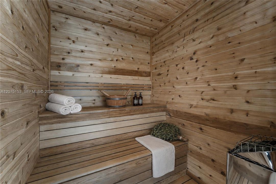 Private Sauna. UNA Residences Brickell. One or more photos have been virtually staged.