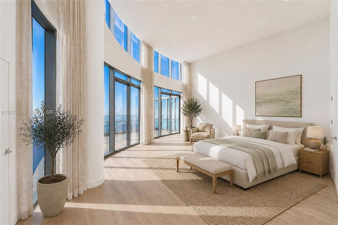 Primary Bedroom. UNA Residences Brickell. One or more photos have been virtually staged.