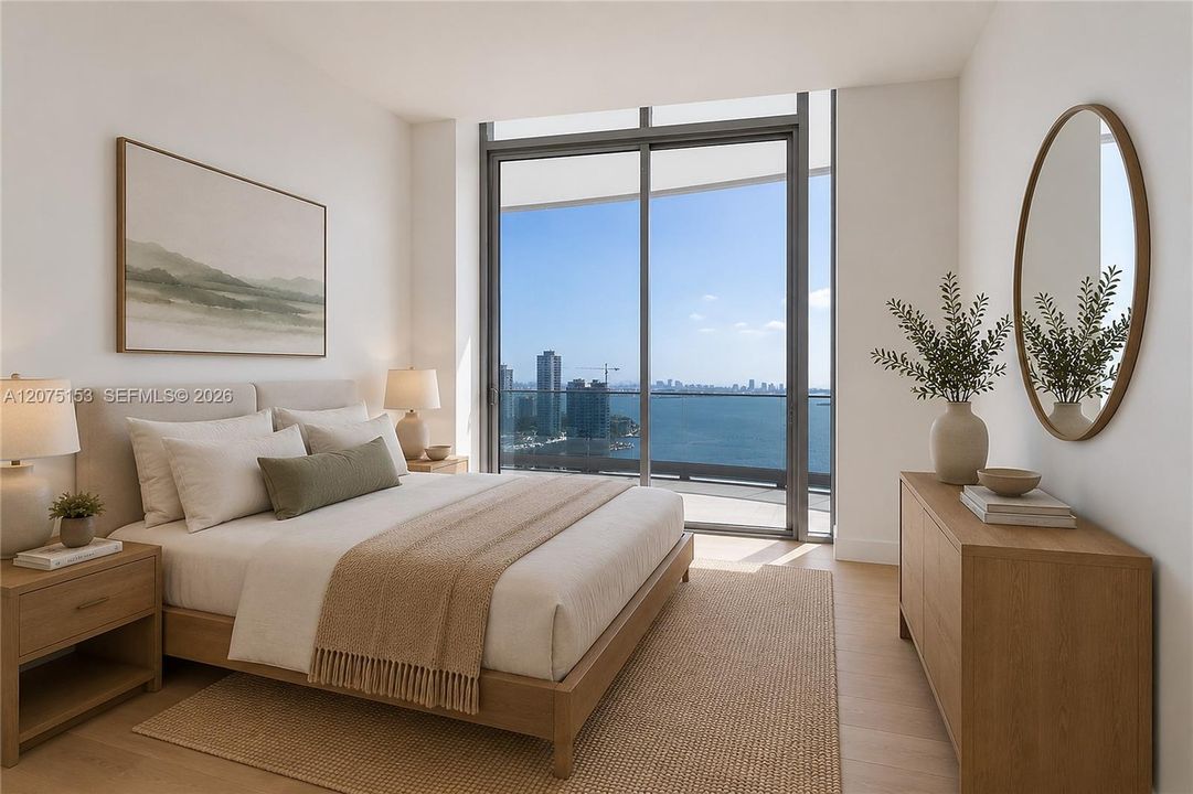 Guest Bedroom. UNA Residences Brickell. One or more photos have been virtually staged.