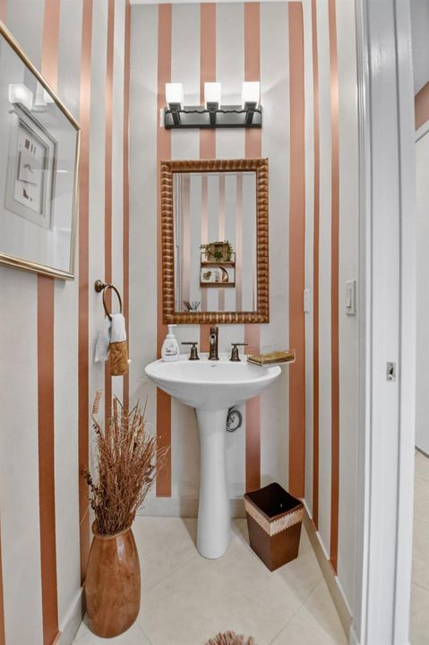 Guest Bath w/fun custom painted accent