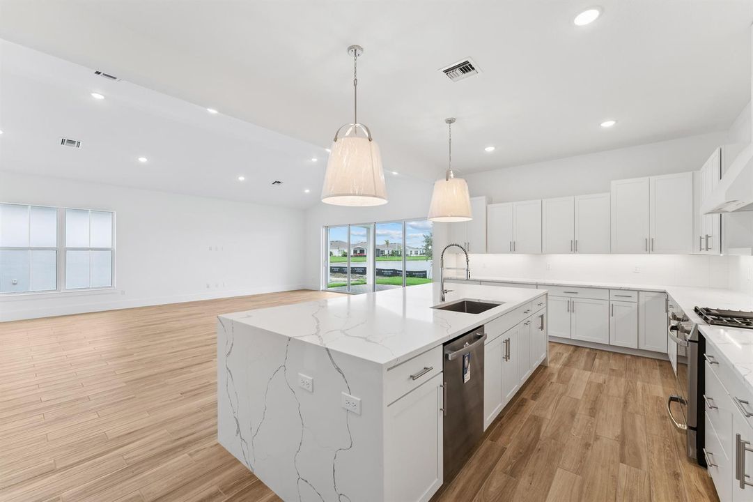 Kitchen, Great Room & Dining Area