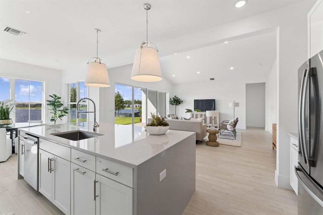 Kitchen, Great Room & Dining Area