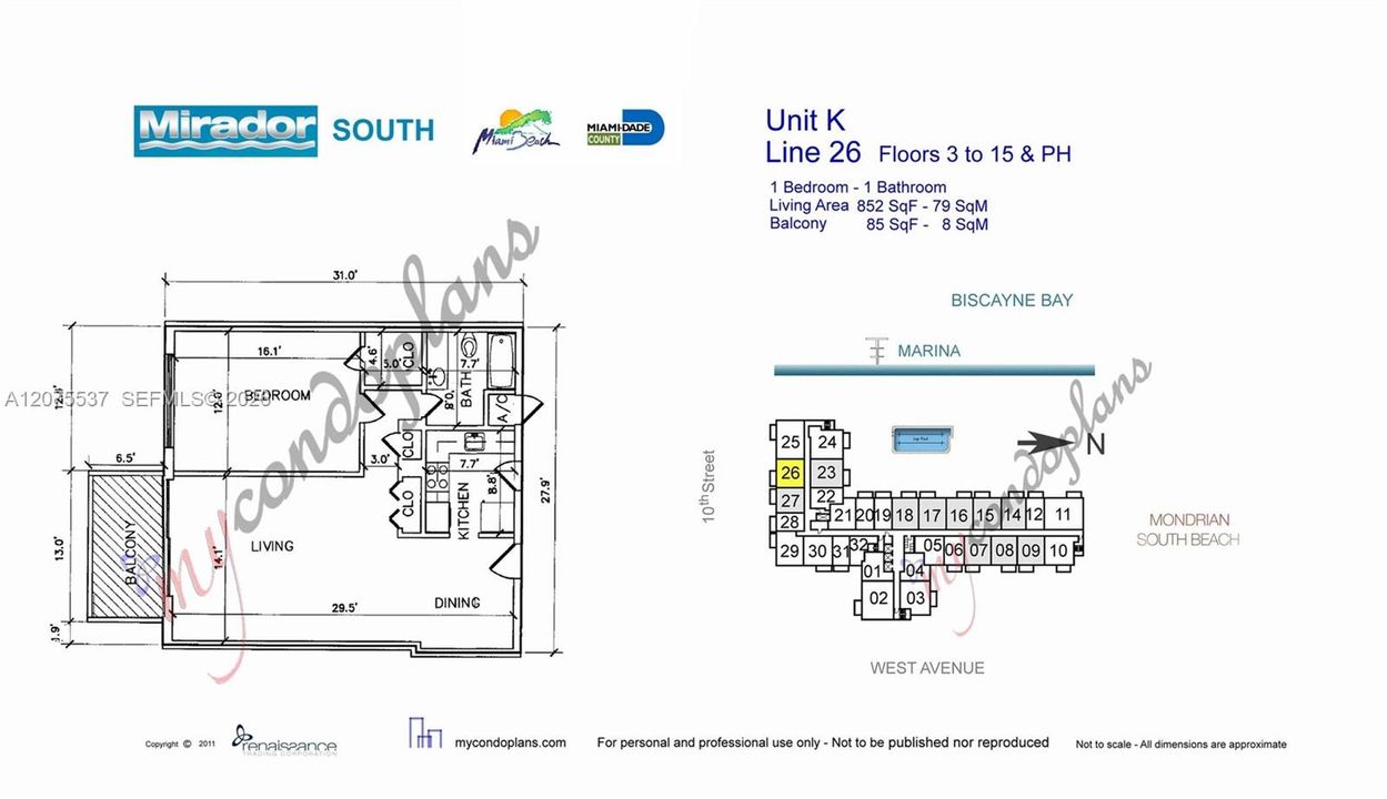 For Rent: $3,750 (1 beds, 1 baths, 852 Square Feet)