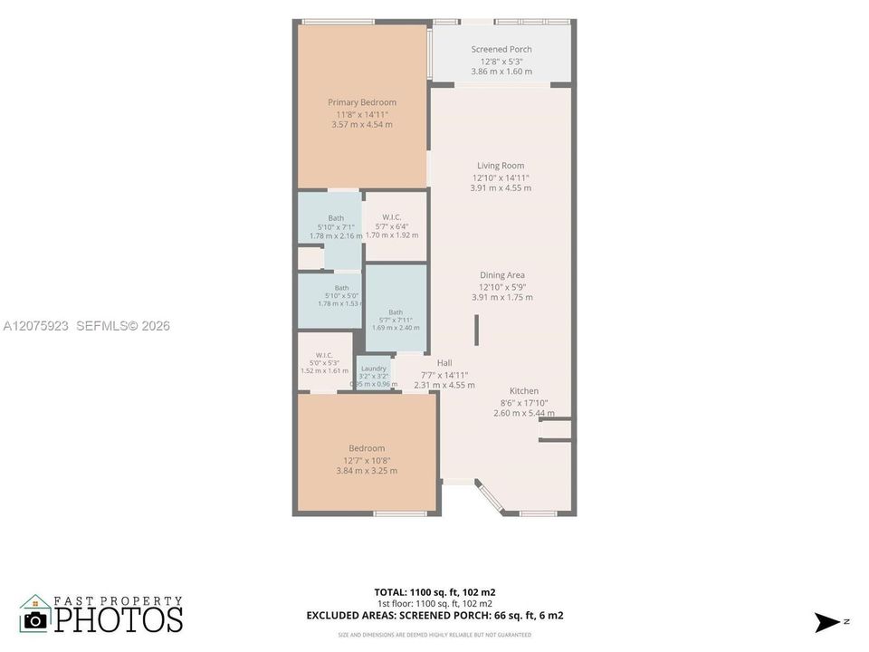 For Sale: $250,000 (2 beds, 2 baths, 1100 Square Feet)