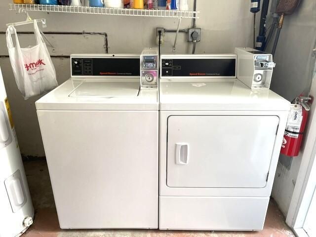 Shared coin operated washer and dryer