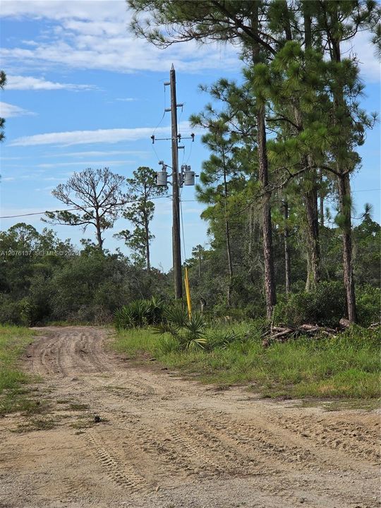 A few blocks from the property, an electric pole is.