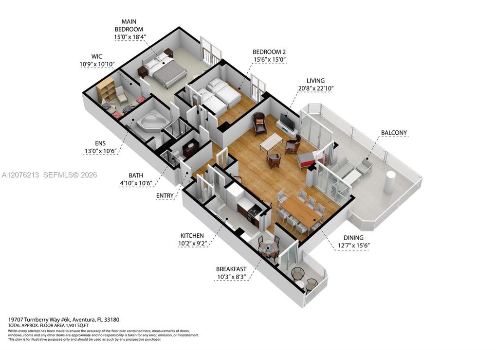 For Rent: $6,000 (2 beds, 2 baths, 1901 Square Feet)
