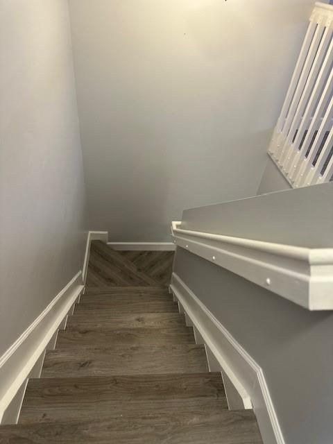 wood plank stair case