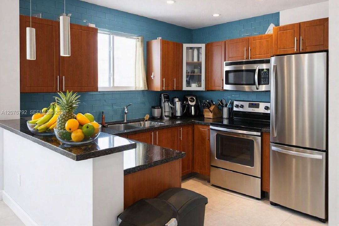 modern kitchen with bar