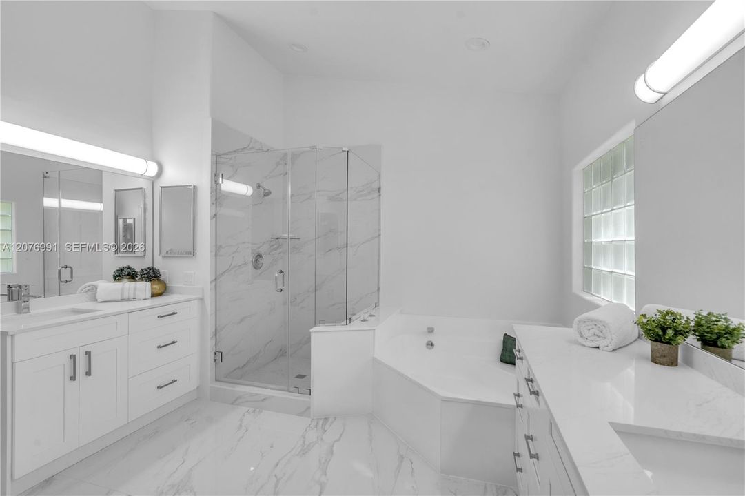 Separate tub and shower