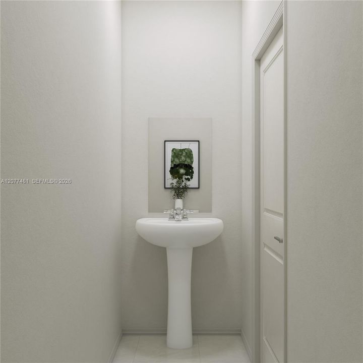 The powder room offers simple access to both guests and residents on the first floor.