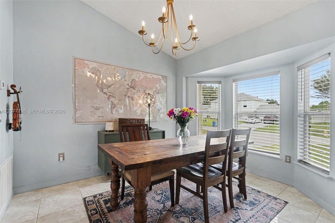 Staged dining room