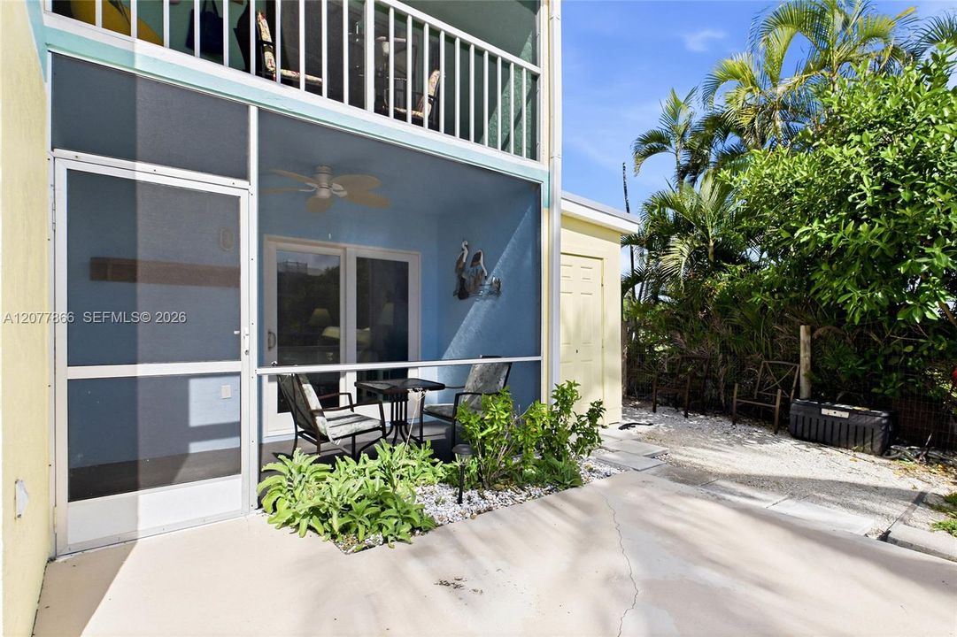 Private balcony offering a relaxing outdoor retreat to enjoy morning coffee, fresh island breezes, and beautiful Florida sunsets.