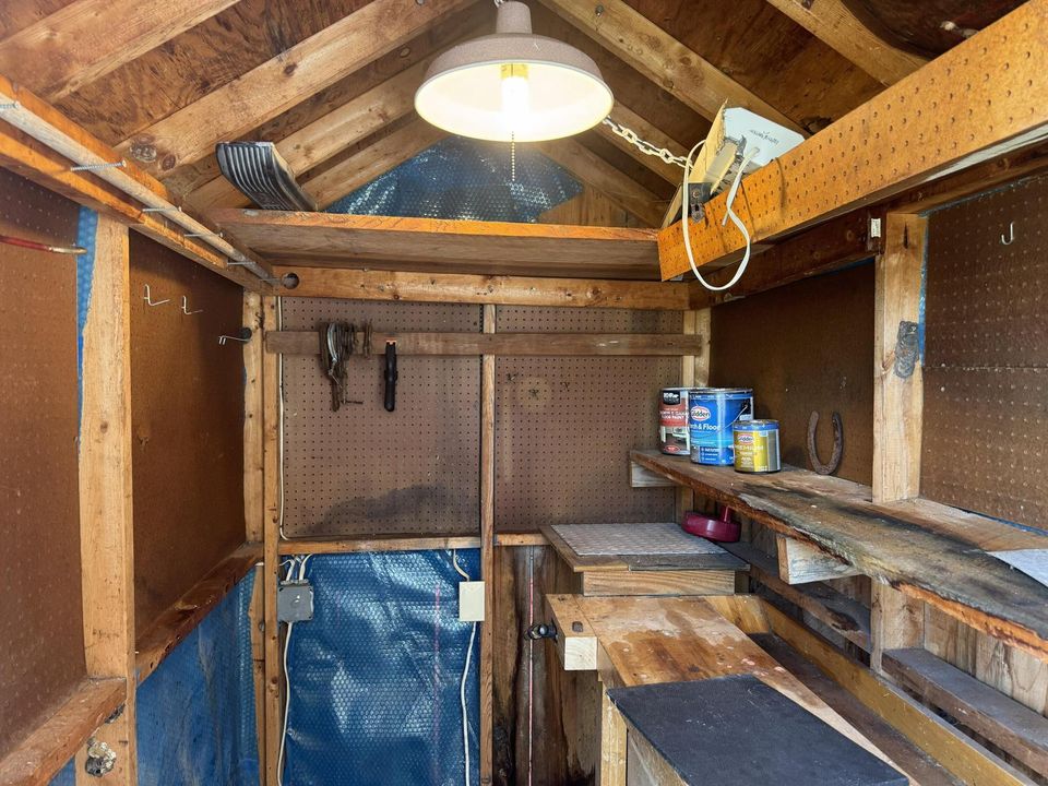 Inside of storage shed
