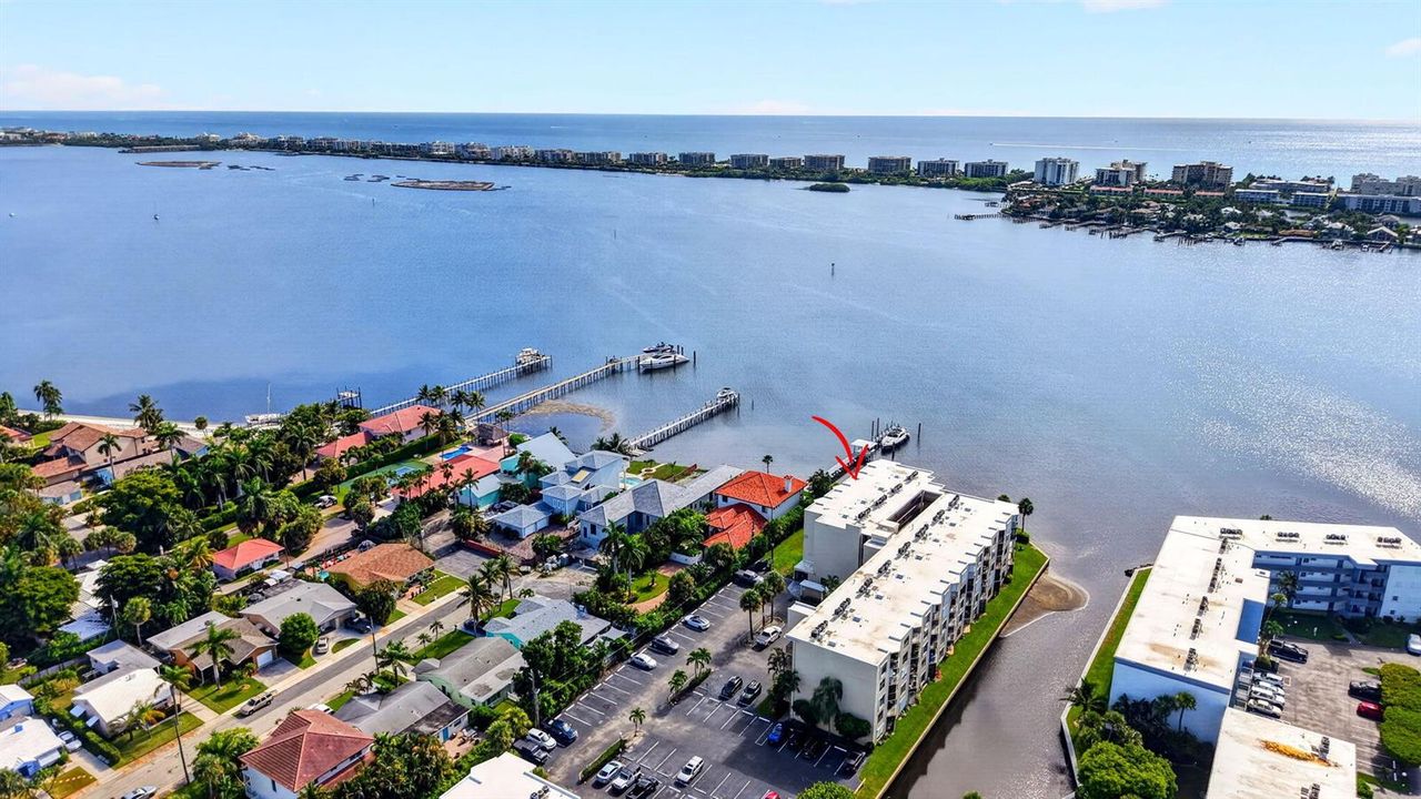 Aerial waterfront condo