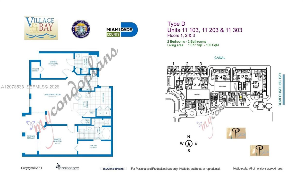 For Sale: $428,000 (2 beds, 2 baths, 1077 Square Feet)