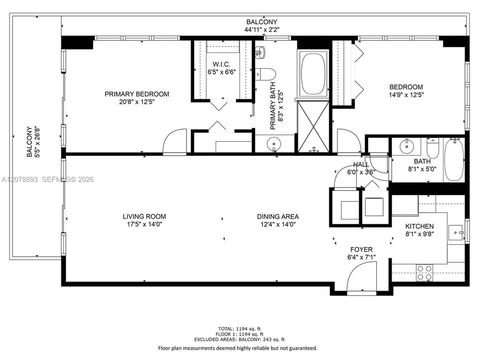 For Rent: $7,950 (2 beds, 2 baths, 1210 Square Feet)