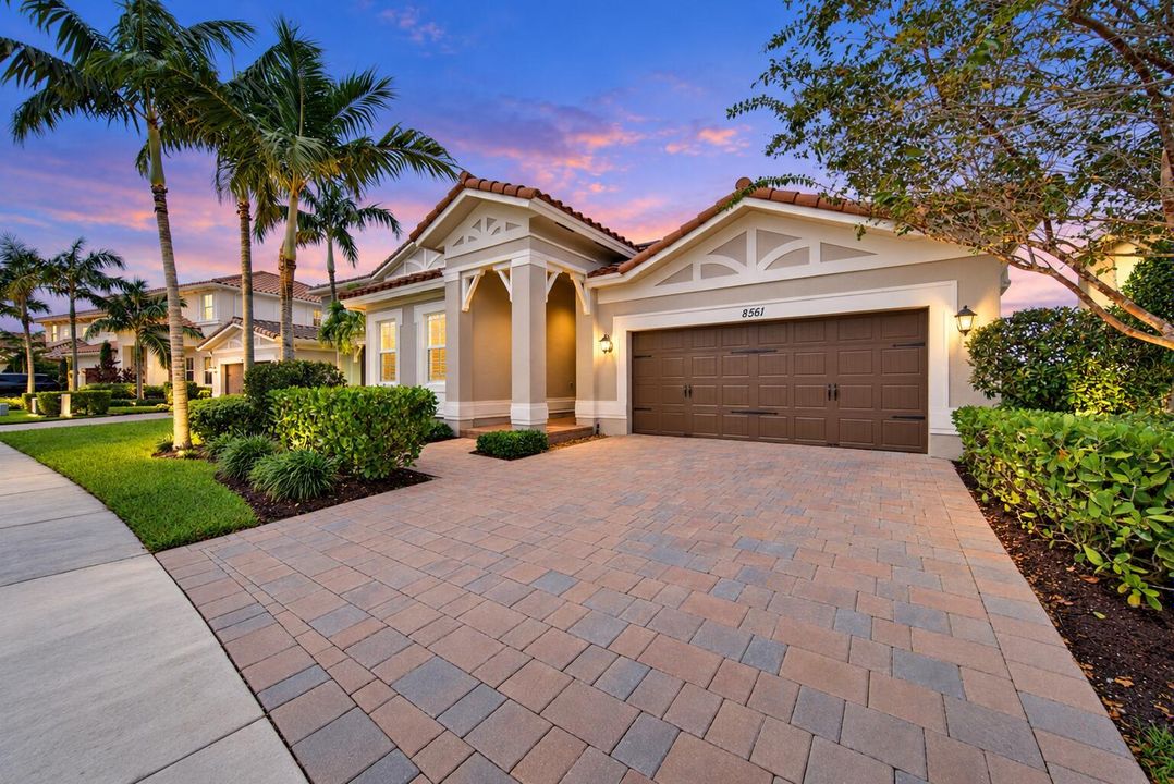 Twilight Mediterranean Home with Palm La