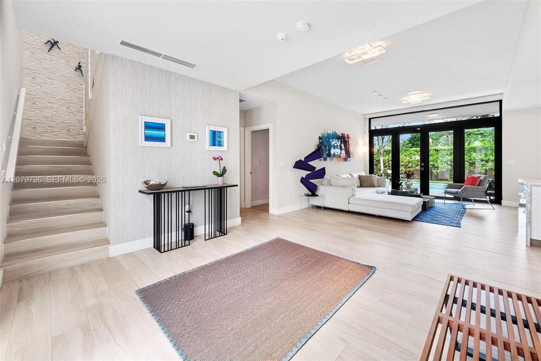 Entrance, living room & staircase
