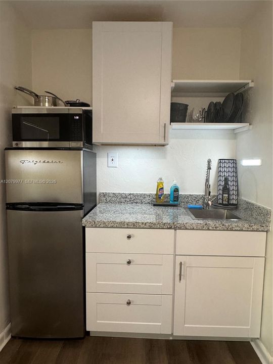 Your Kitchenette...Refrigerator,, Freezer, Microwave and 2 burner electric range