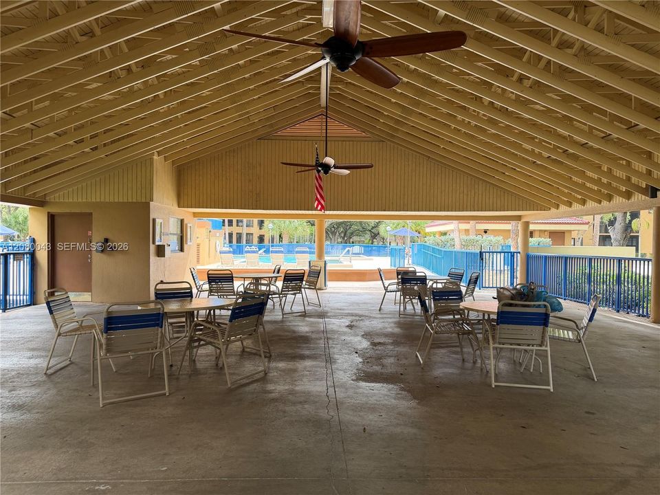 Covered patio at pool