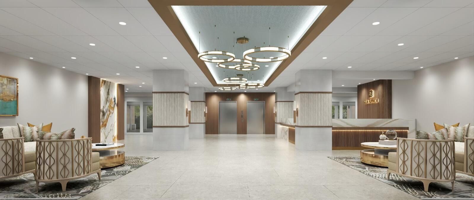 Rendering lobby seating area