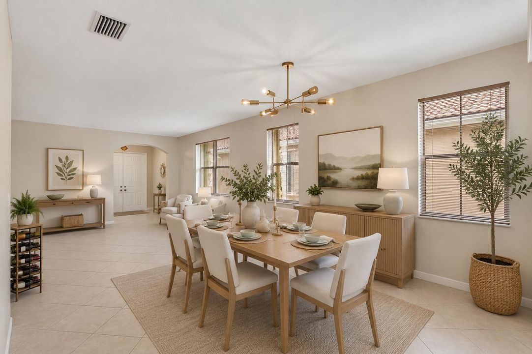 Virtually staged dining room