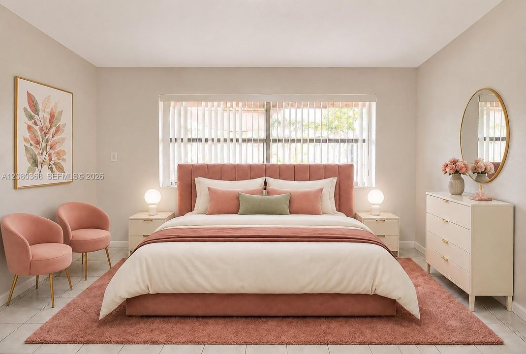 Virtually Staged Master Bedroom.