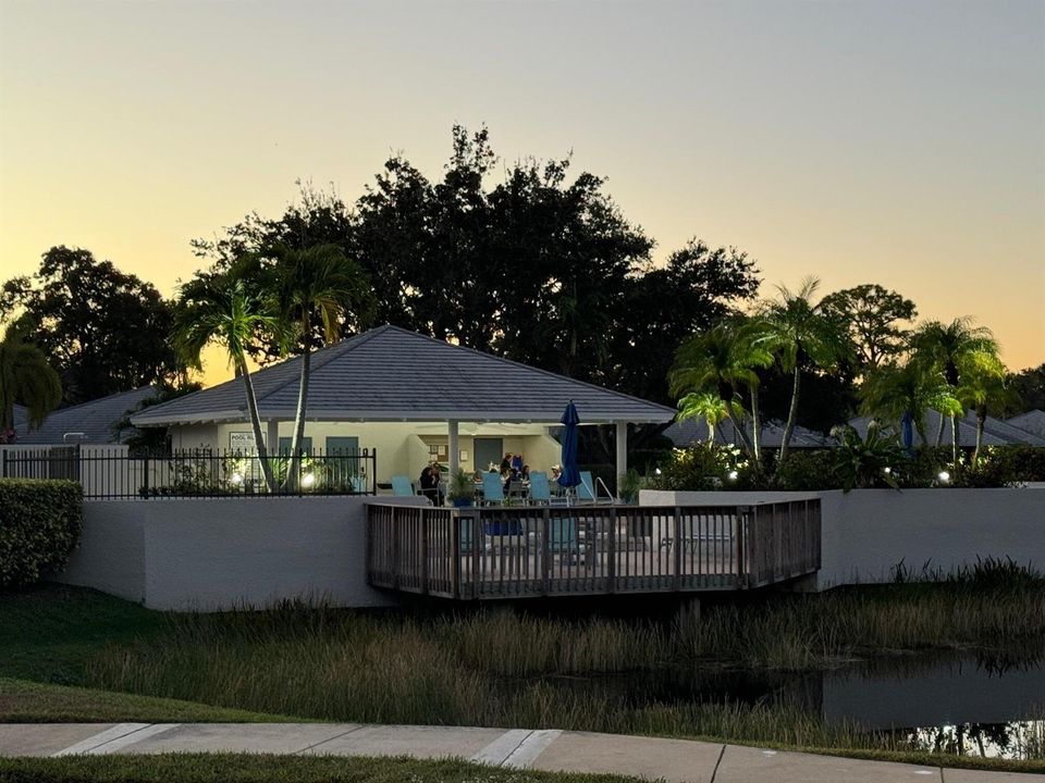 pool by sunset