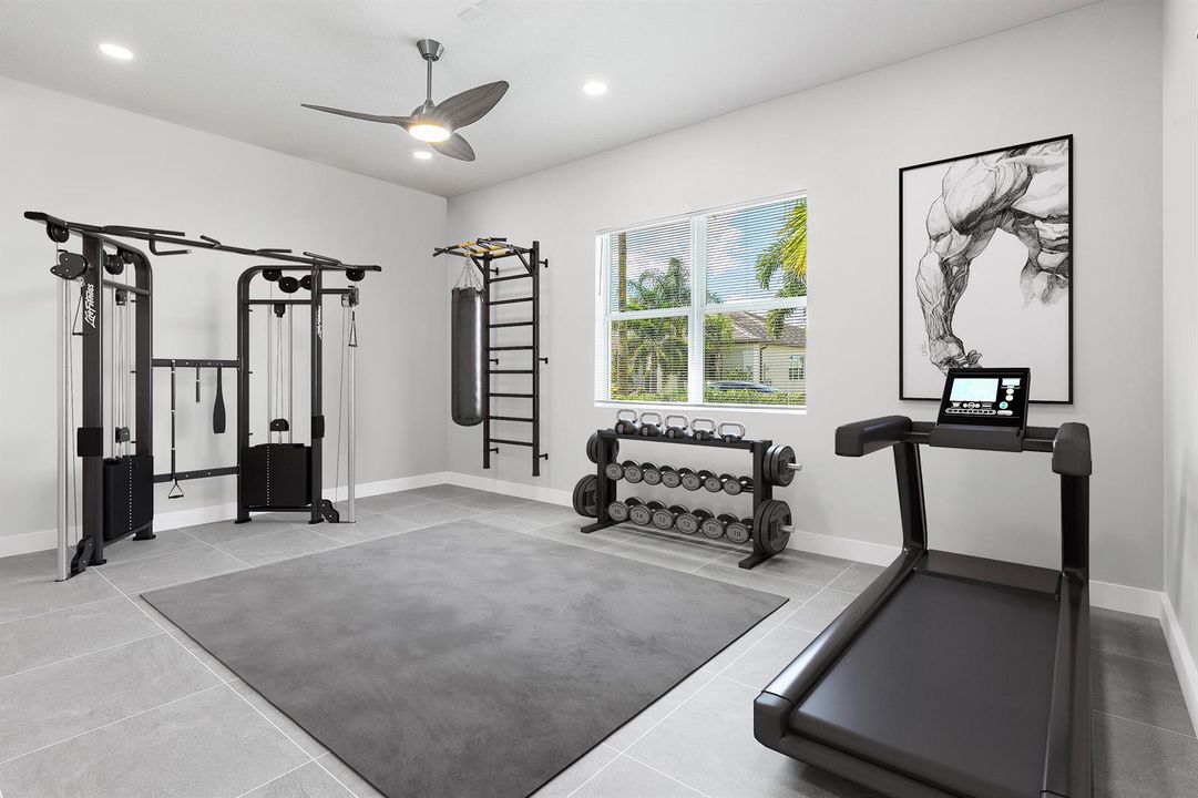 Virtually staged single garage