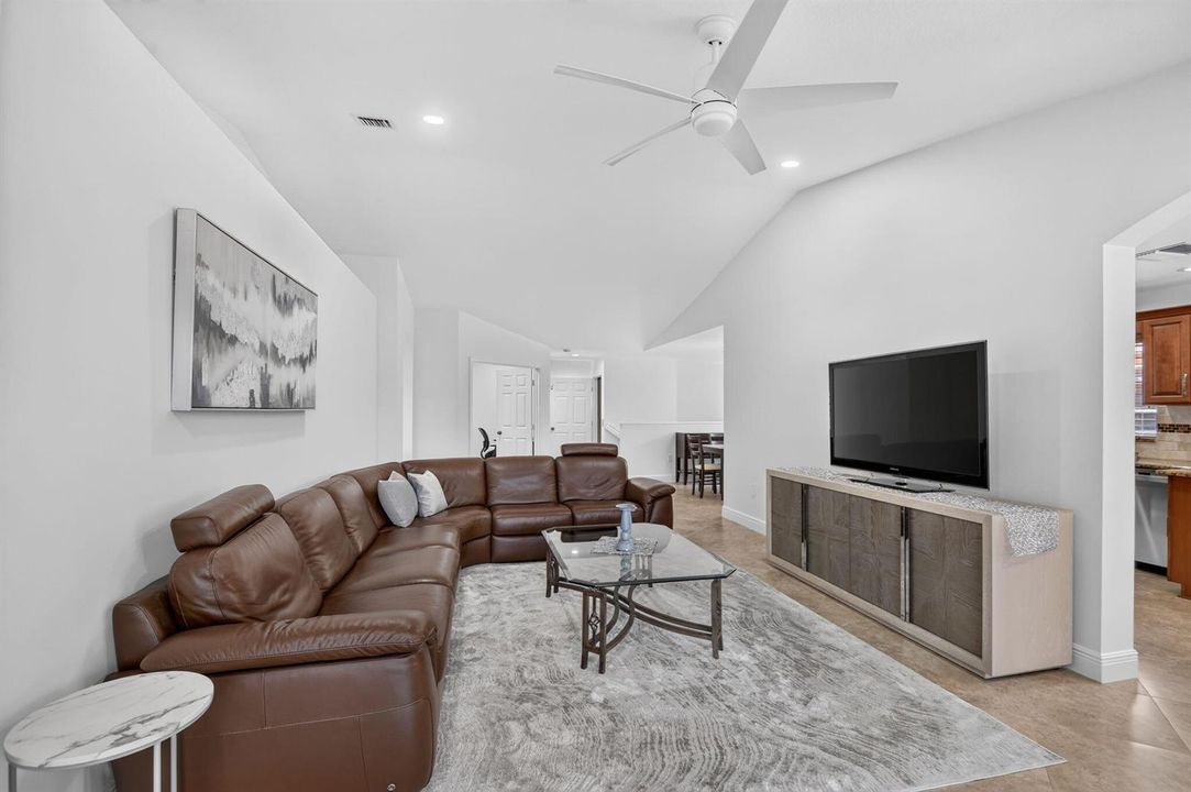 Vaulted ceilings in living area