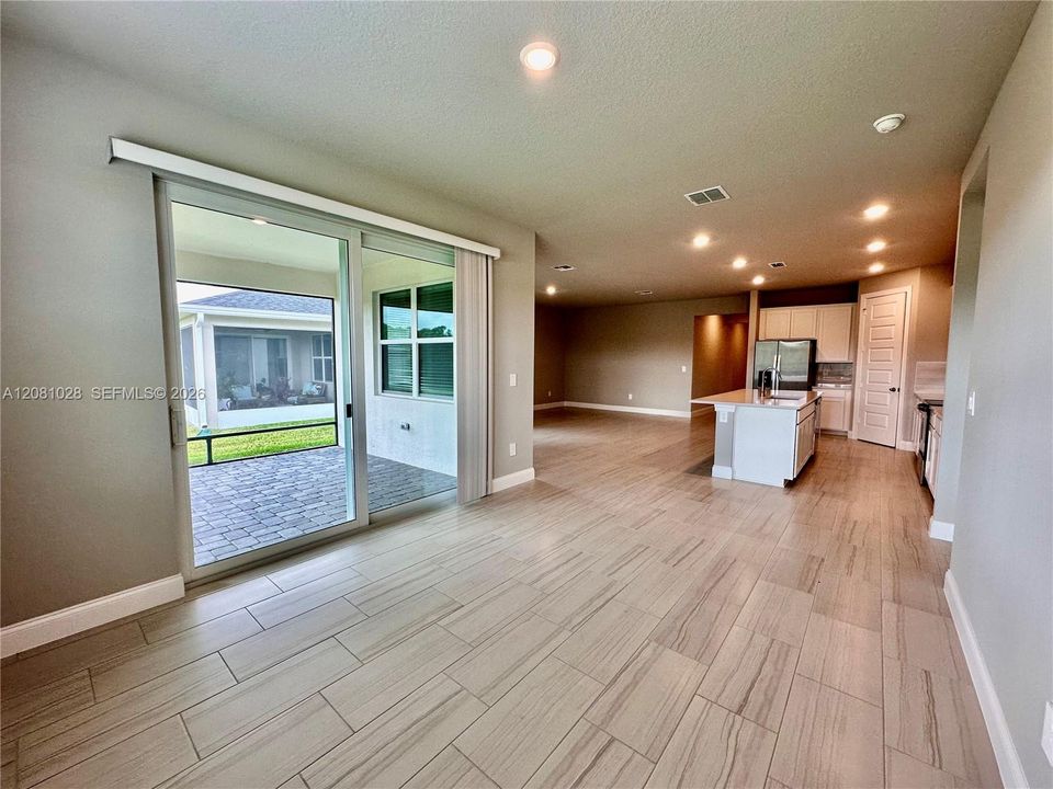 Dining area overlooks the screened patio