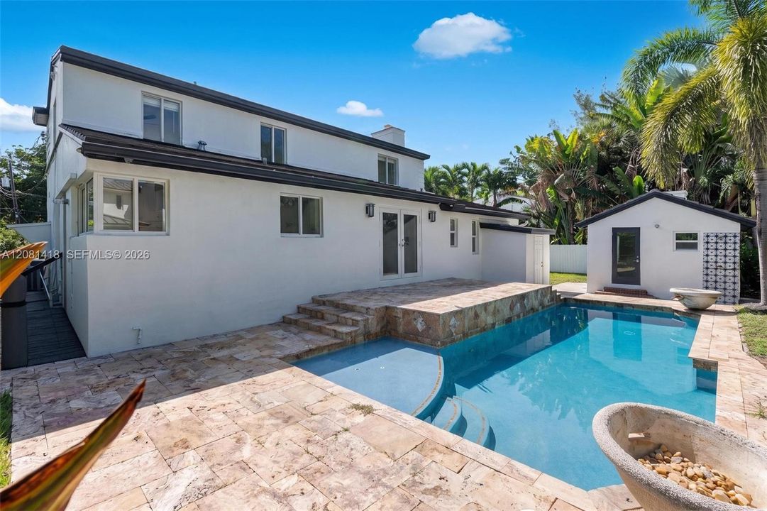 Pool area with guest quarters/office