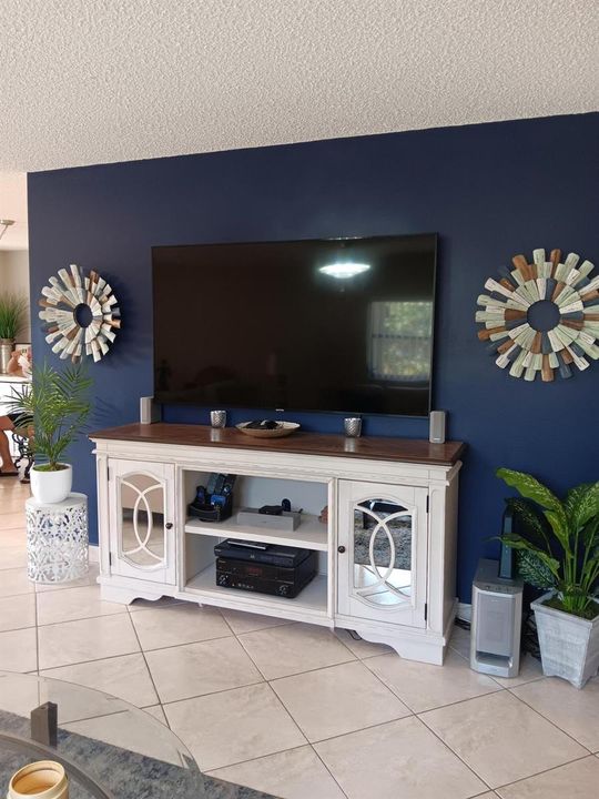 Living room blue wall